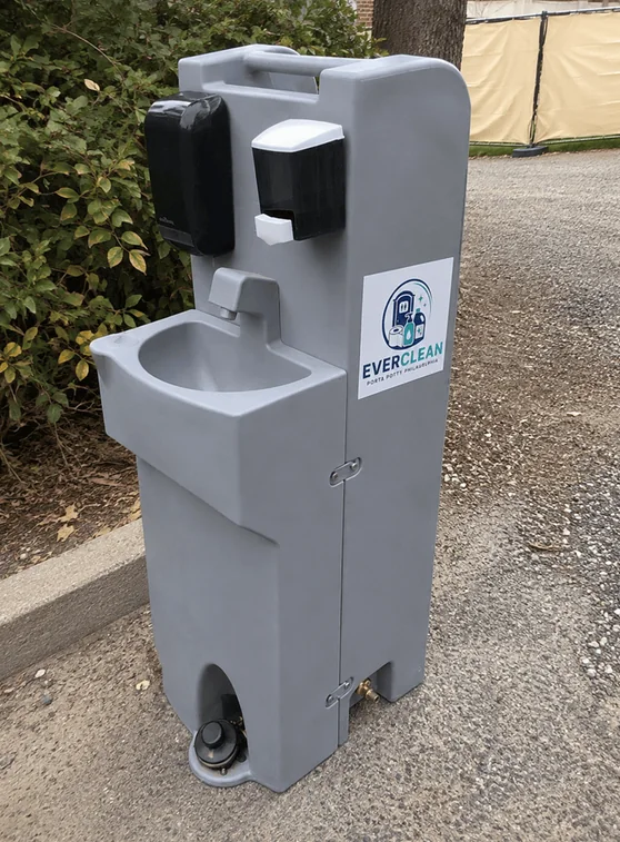 Portable hand washing station with foot pump and soap dispensers